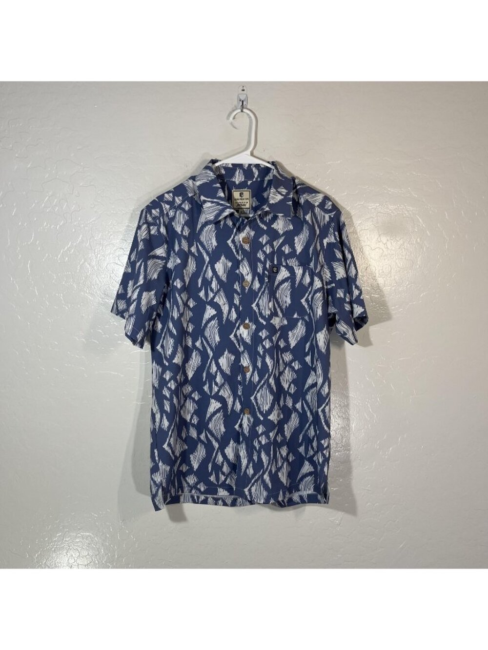 Born Primitive Shirt Mens Medium Blue Abstract Print Short Sleeve Button Up